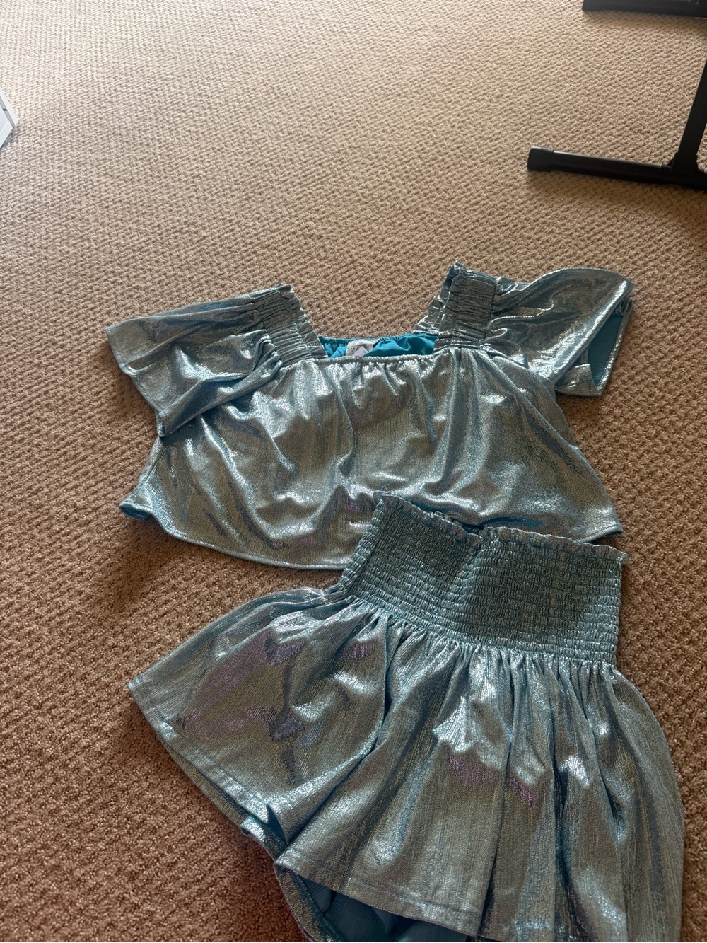 QUEEN OF SPARKLES Metallic Light Blue Dance Two-Piece